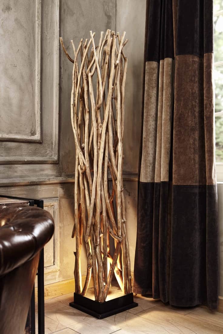 #4 sculptural twigs can swallow a light bulb into a beautiful dramatic wooden lamp
