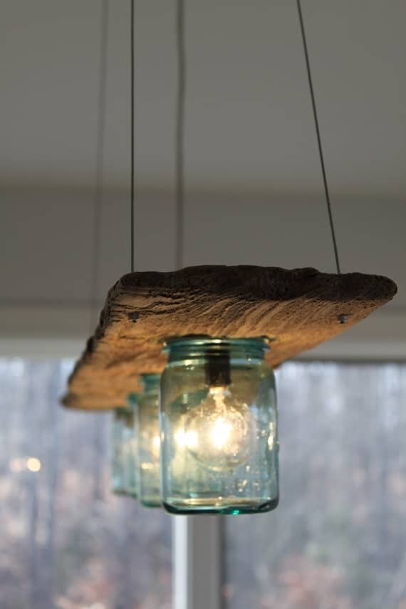 #12 use mason jars and salvaged wood to create intricate details in your household