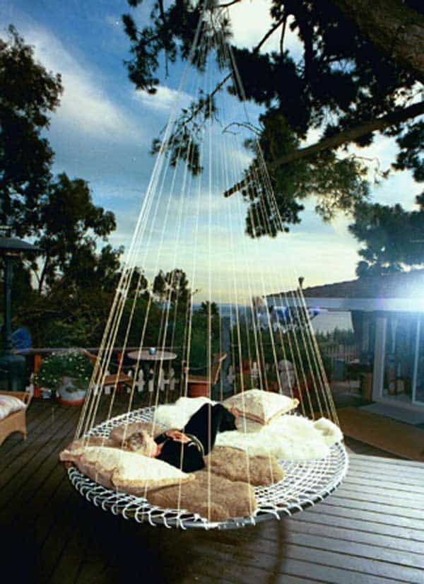 #3 hang an outdoor bed from the tree