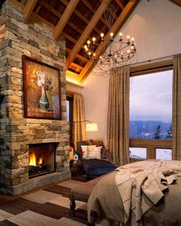 #12 Wooden ceiling and stone fireplace might be everything that you need