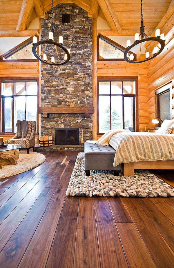 #3 most rustic bedrooms are using a cozy fireplace as a heating source