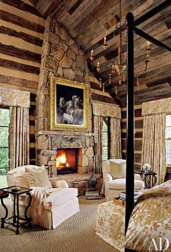 #6 rough stone fireplaces and local mortars adding authenticity to a rustic bedroom
