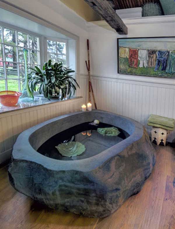 22 Natural Stone Bathtubs Emphasizing Their Spatialities homesthetics cool bathrooms (10)