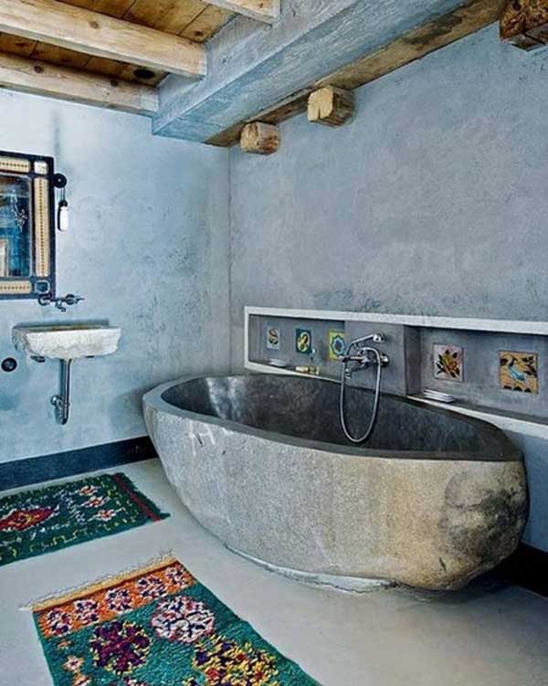 22 Natural Rock Bathtubs Emphasizing Their Spatialities homesthetics cool bathrooms