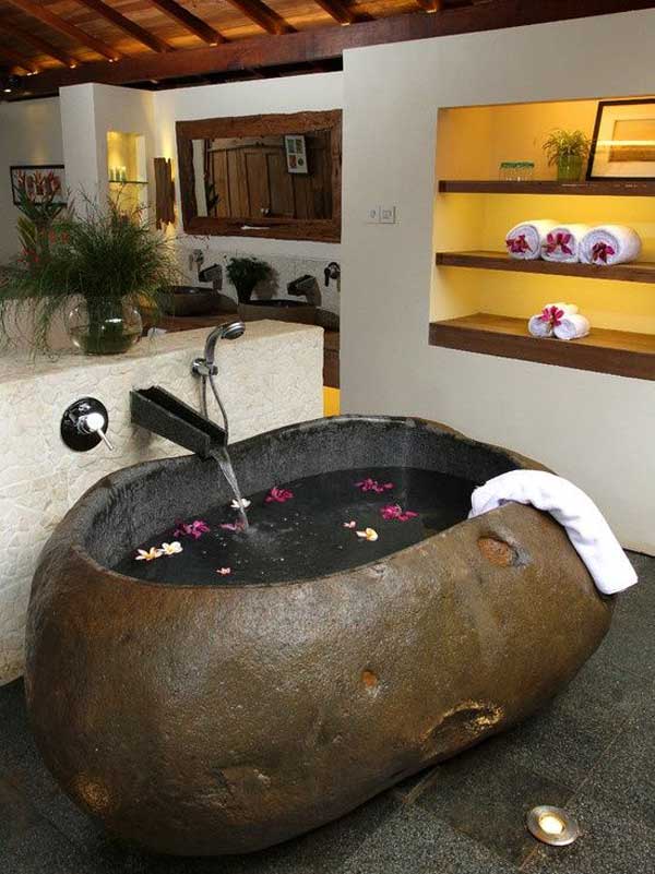 22 Natural Stone Bathtubs Emphasizing Their Spatialities homesthetics cool bathrooms (3)