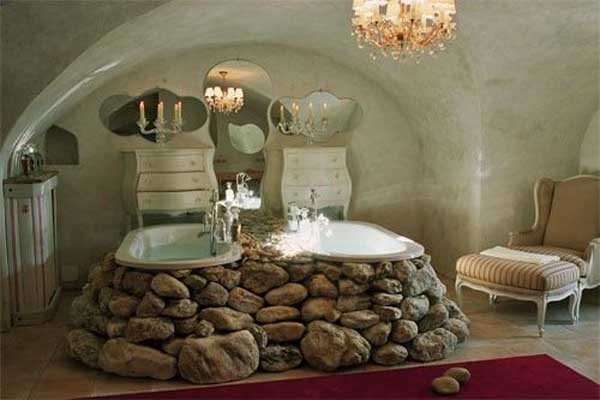 22 Natural Rock Bathtubs Emphasizing Their Spatialities homesthetics cool bathrooms