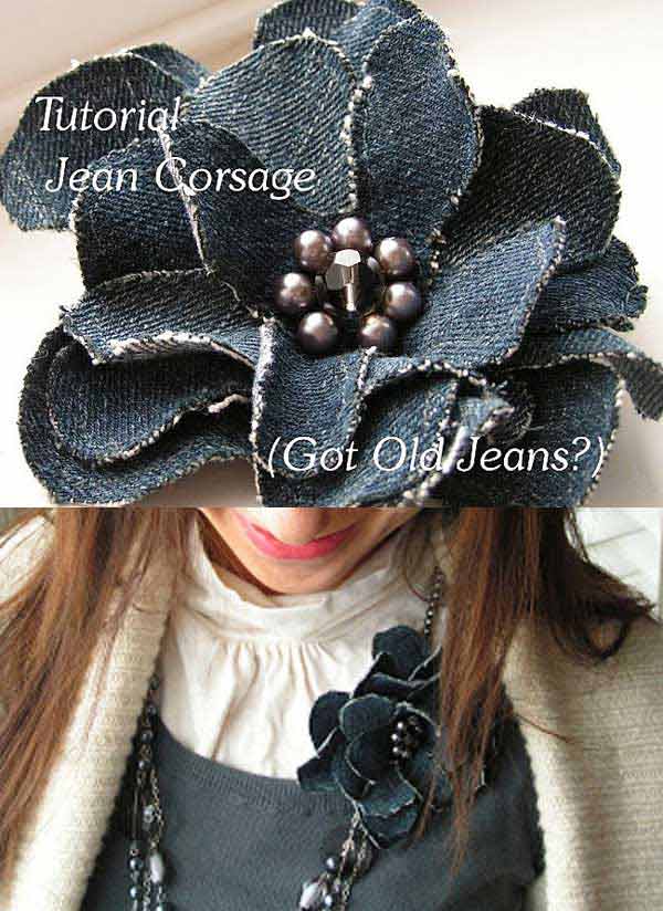  SUPERB DENIM FLOWER PINS CAN BE REALIZED WITH EASE 