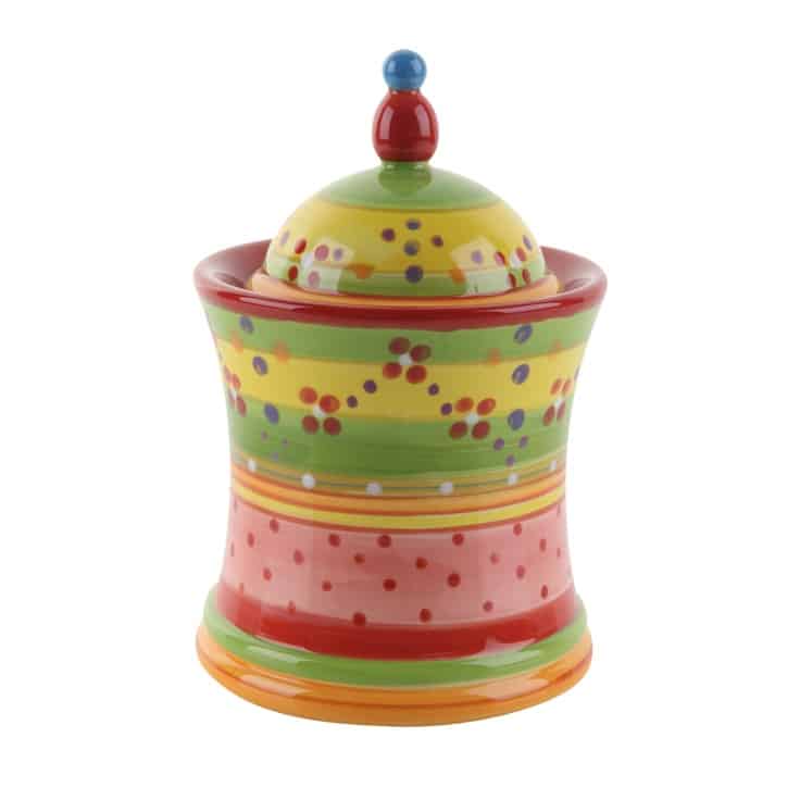 #9 MULTICOLORED POTTERY PAINTED CANISTER FOR HOME USE