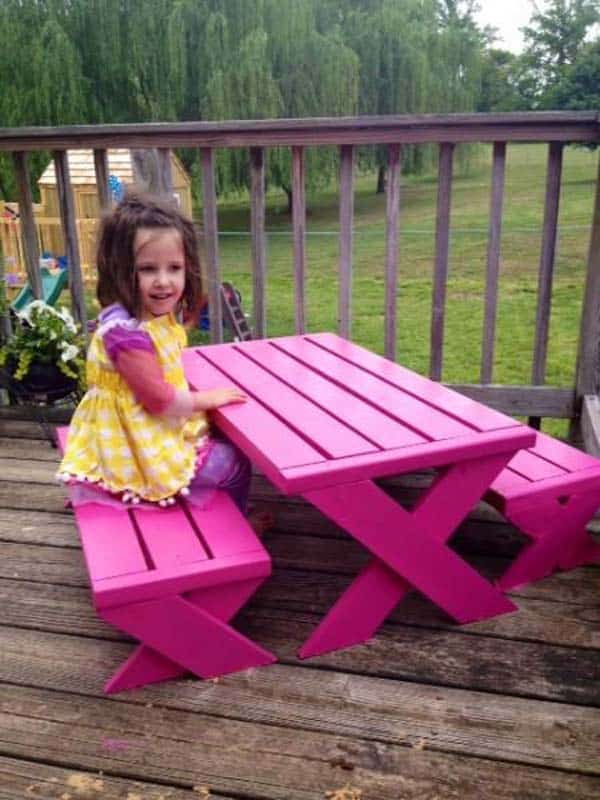 #24 A CUSTOM OUTDOOR DINNING TABLE  IN PINK IS FANCY AND BEAUTIFUL