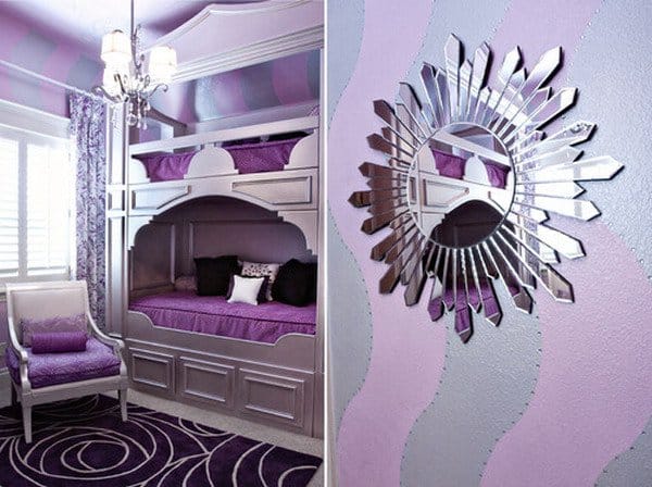 #28 ROYAL PURPLE IS THE COLOR SCHEME IN THIS DOUBLE DECKER BEDROOM