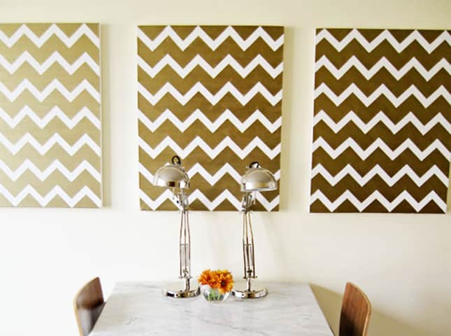 #9 DIY CHEVRON ARTWORK FOR YOUR BLANK WALL - JUST USING SOME TAPE AND PAINT