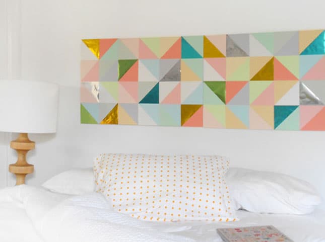 #12 THIS GEOMETRIC WALL ART IDEA WAS USED INSTEAD OF A HEADBOARD