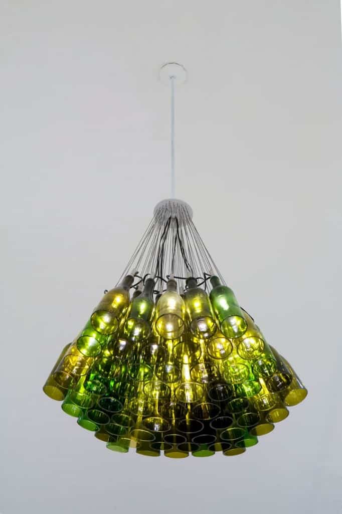 #7 chandelier idea made using glass bottles from your home