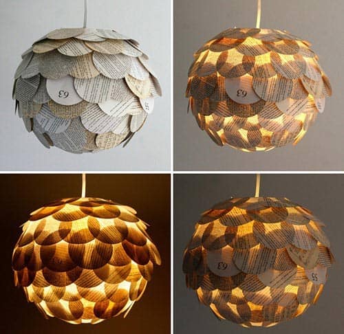 #13 cut out book pages for a chandelier idea you can do yourself for your living room