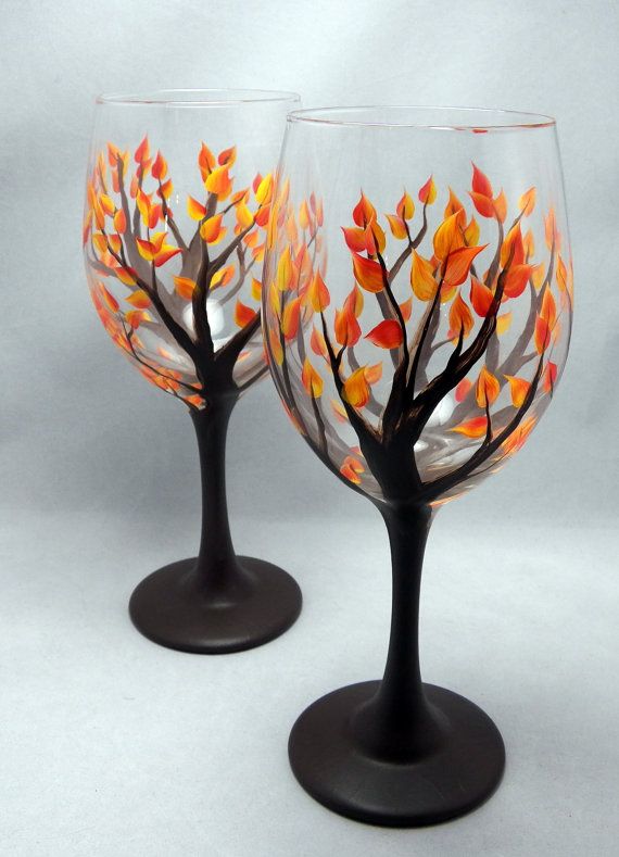 #1 FALL LEAF HAND PAINTED WINE GLASS IDEA