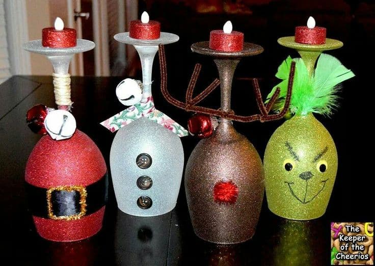 #13 CHRISTMAS SEASON INSPIRED GLITTER SPRAYED WINE GLASS