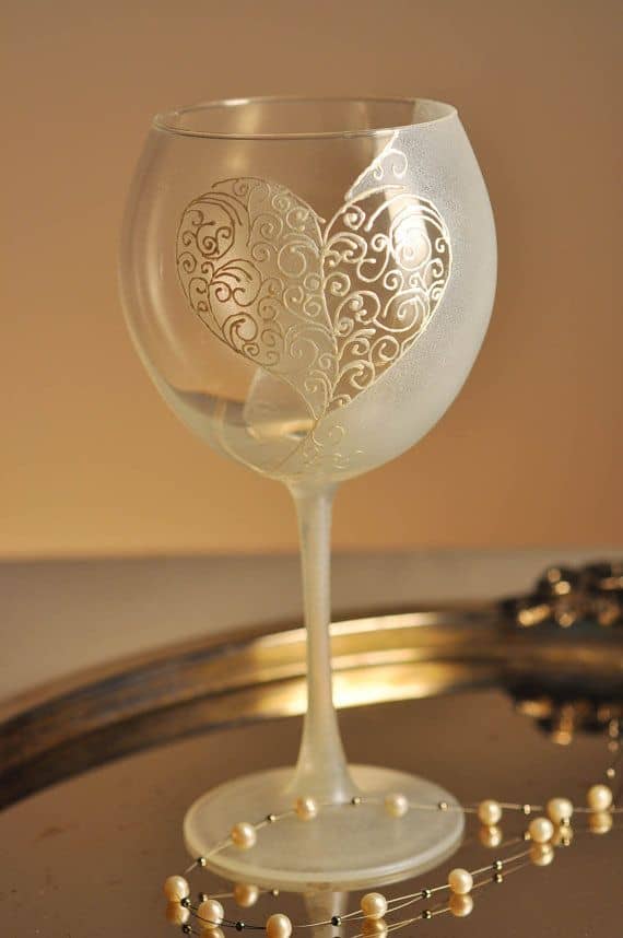 #15 PERSONALIZED HAND PAINTED WINE GLASS IDEA GREAT FOR A WEDDING