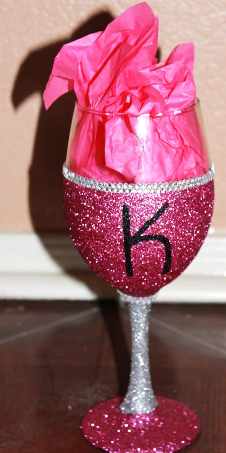 #19 MONOGRAMMED BLING GLITTER WINE GLASS