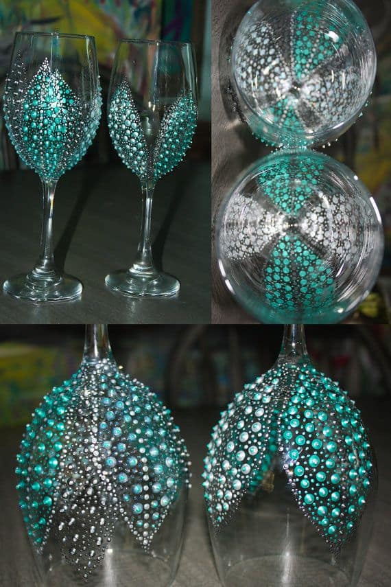 #7  BELIEVE IT OR NOT THIS WINE GLASS IDEA WAS HAND PAINTED