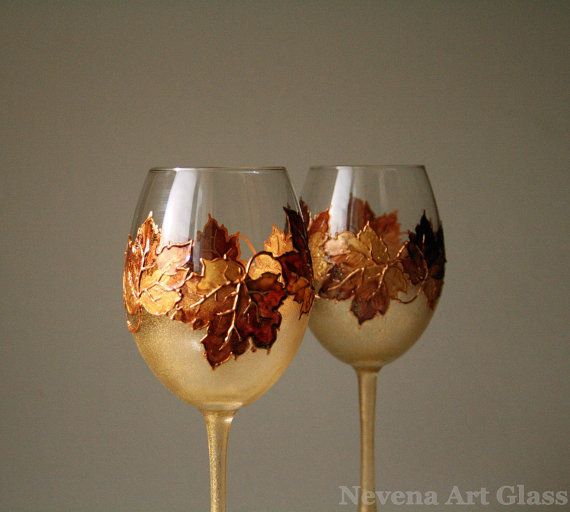 #11 ANOTHER AUTUMN INSPIRED HAND PAINTED WINE GLASS