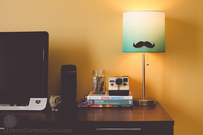 #2 add a funny dimension to  a regular lampshade with a mustache