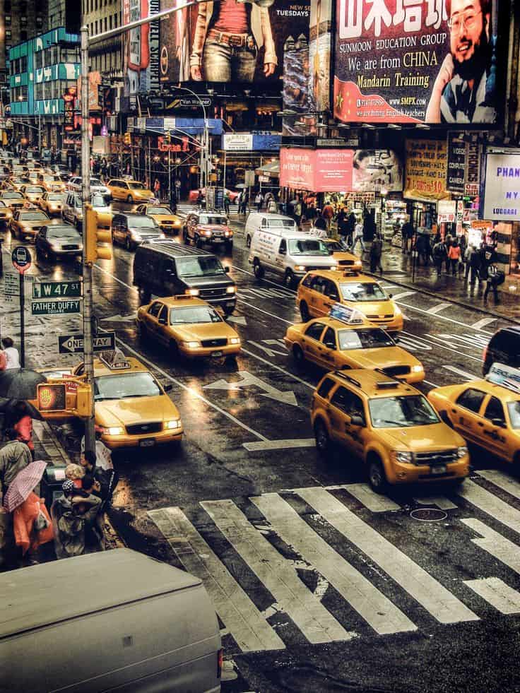 #20 New York has an extensive taxi cab system which meets the transportation needs of its people and keeps the streets busy