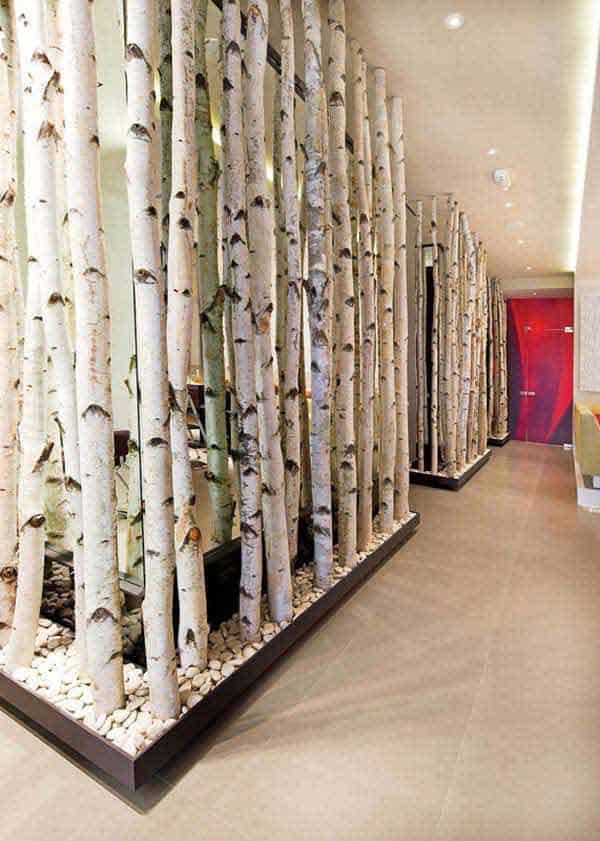 #12 USE BIRCH BRANCHES AS WALL DIVIDERS SIMULATING A FOREST