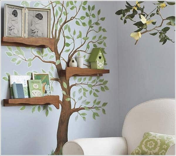 #15 PAINT A TREE BY HAND AND USE NATURAL BRANCHES TO PUT ITEMS ON IT