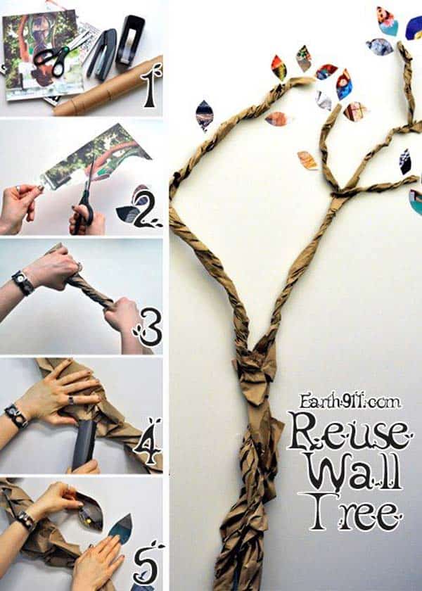 #18 RECYCLE PAPER CREATIVELY INTO TREE WALL DECOR