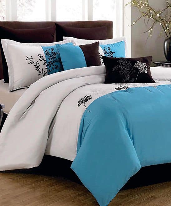 #25 blue white black comforter set