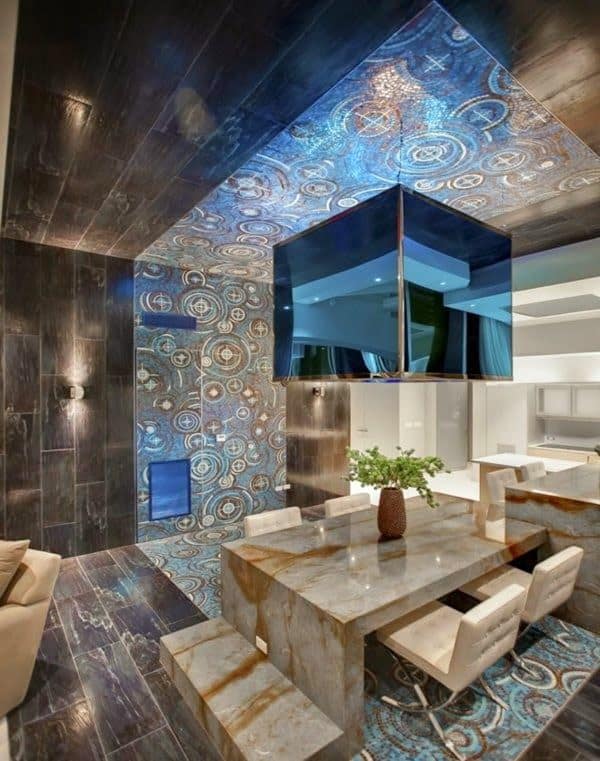 #12 CATCHY BLUE GLASS REFLECTION MODERN CEILING DESIGN FOR EVERY ROOM