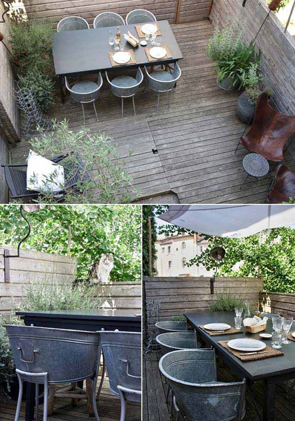 #7 USE OLD BUCKETS OR GALVANIZED BATHTUB CHAIRS IN A SMART MANNER