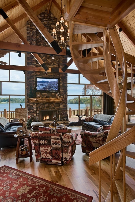 #33 GETAWAY CABIN WITH SWIRLY STAIRS TV AND FIREPLACE UNDER A VAULTED CEILING