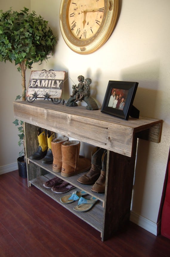 #1 Build a Useful Reclaimed wood Hallway table