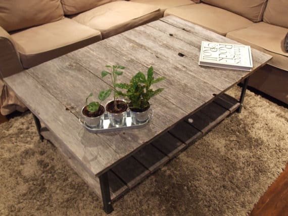 #13 Accessorize your living room with a reclaimed wood coffee table
