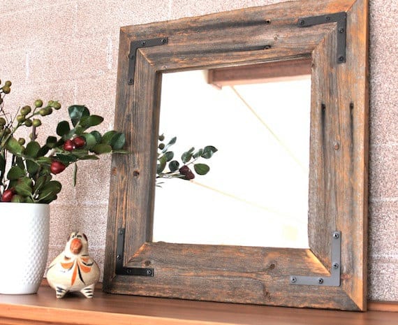 #32 Elegant rustic reclaimed wood mirror