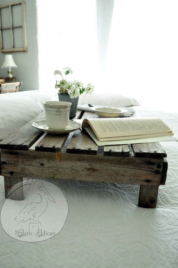 #21 Salvaged pallet wood bed tray