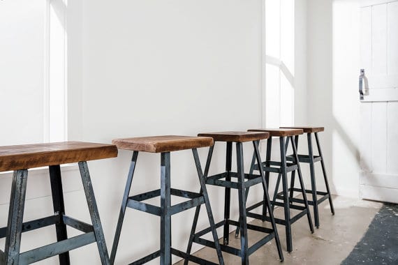 #11 Wooden bar stools with metallic structure