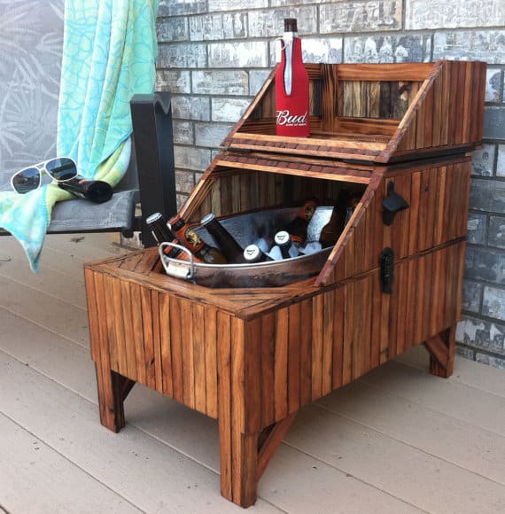 #25 Enhance festive entertaining with an oak barn wood beer cooler