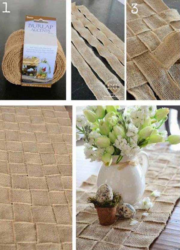 #20 USE BURLAP STRIPS TO WEAVE A BEAUTIFUL TABLE MATH