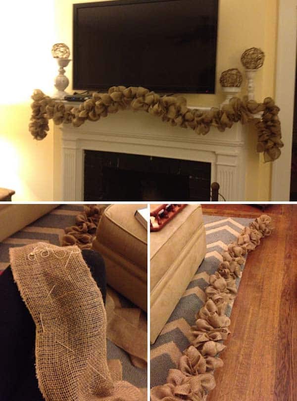 #24 CREATIVE DIY BURLAP GARLAND PERFECT FOR YOUR FIREPLACE MANTEL