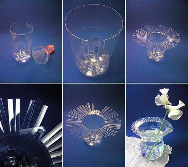 16. mold a plastic bottle into a flower vase