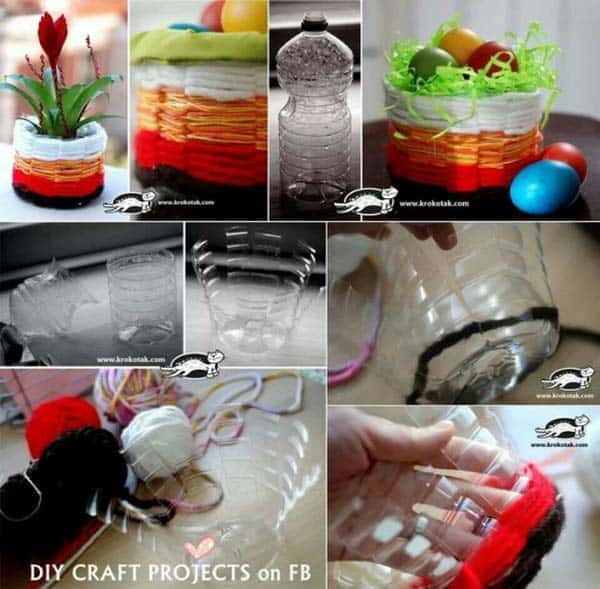 21.dress up plastic bottles and reuse them