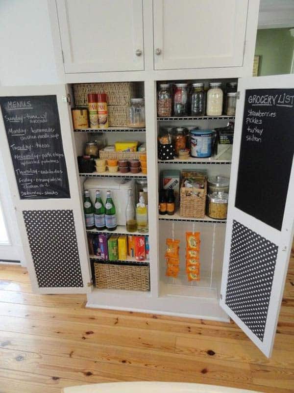 Organize and decorate the interior of your cabinet with chalkboard