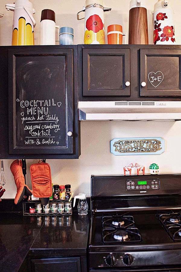 Chalkboard cabinet doors makeover can be realized fast with excellent result