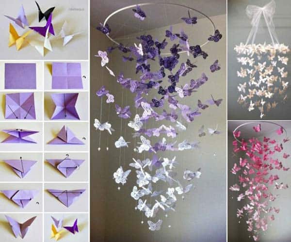 #9 CREATE A BEAUTIFUL BUTTERFLY CHANDELIER MOBILE FOR YOUR PARTY
