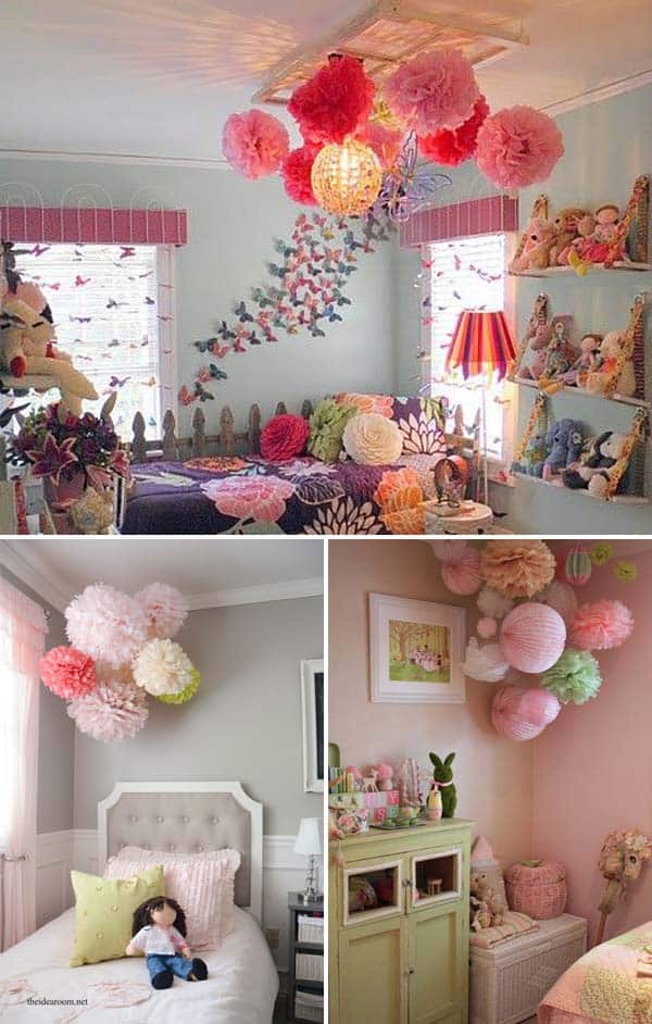 #12  INSTALL POM POMS OR LANTERNS AND ANIMATE THEM WITH STRING LIGHTS