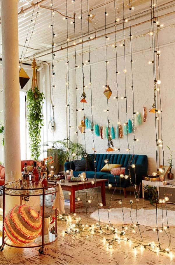 #17  WALL DIVIDERS CAN BE WALLS OF STRING LIGHT