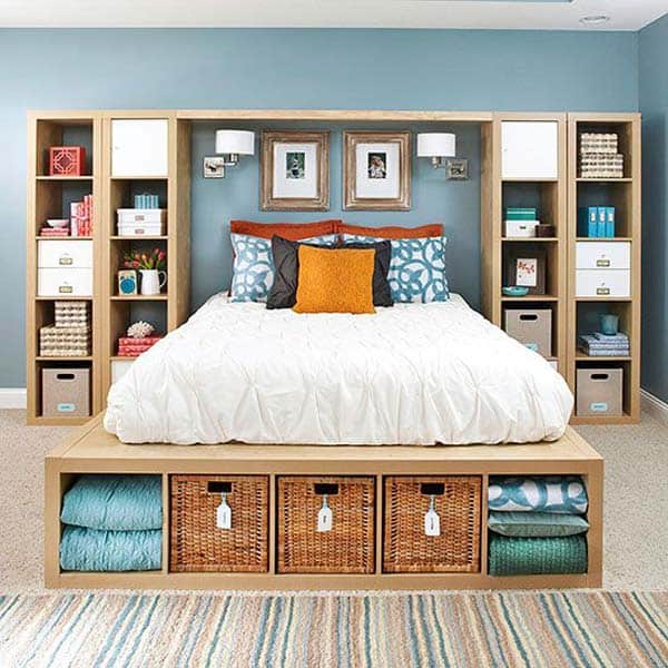 CREATE EFFICIENT BEDROOM STORAGE IN A GRAPHIC NATURAL MANNER