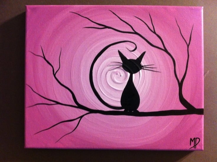 pink and black simple basic canvas painting combination